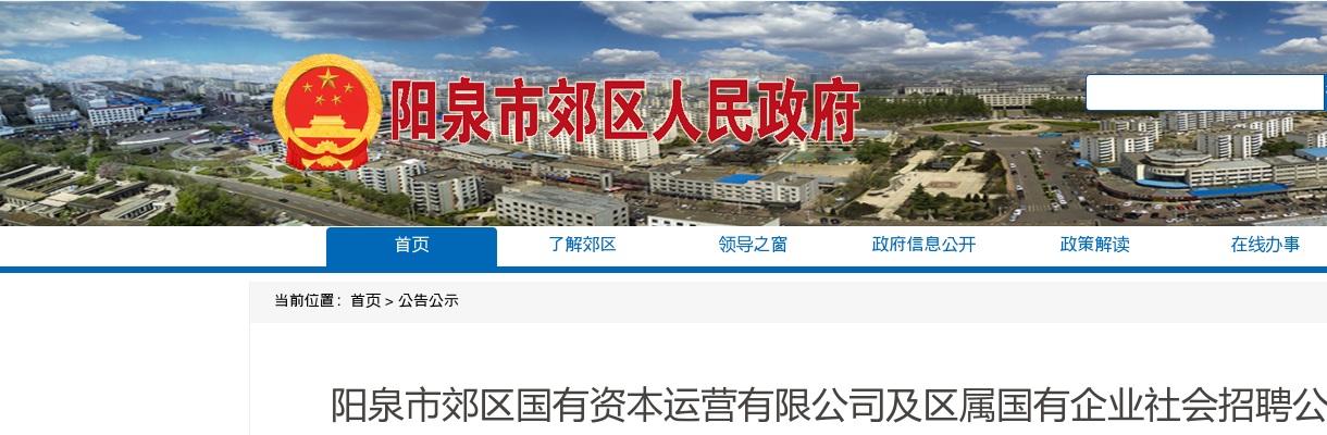 2023阳泉市郊区国有资本运营有限公司及区属国有企业社会招聘公告 图片